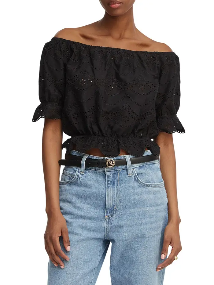 top guess shoulder off da donna - nero