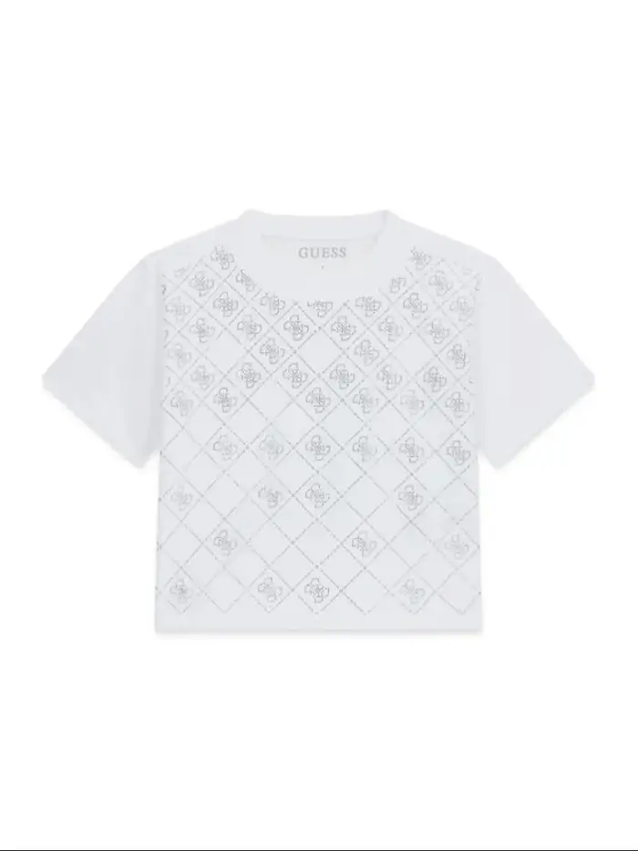 Guess tshirt bianca bambina logo all over