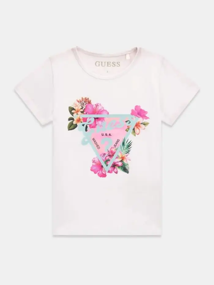 Guess tshirt bianca bambina maxi logo