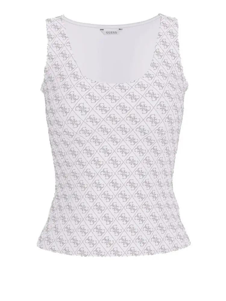 Guess tshirt bianca donna logo all over