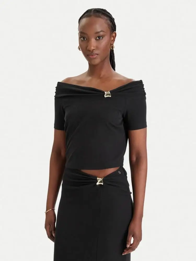 Guess tshirt nera donna mini logo