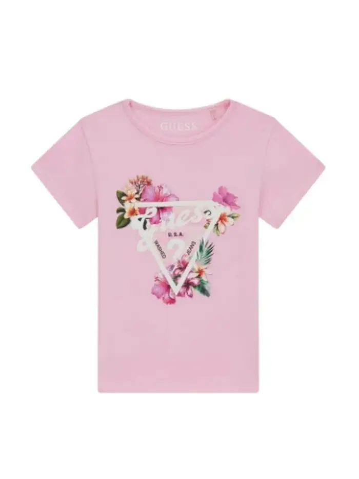 Guess tshirt rosa bambina maxi logo