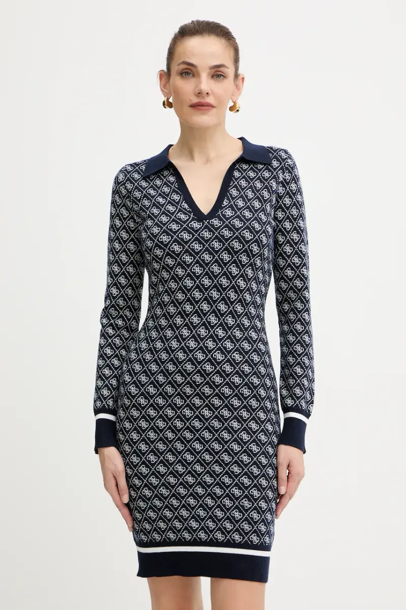 Guess vestito con aggiunta di lana AUBREY colore blu navy W5BK25 Z3JD2