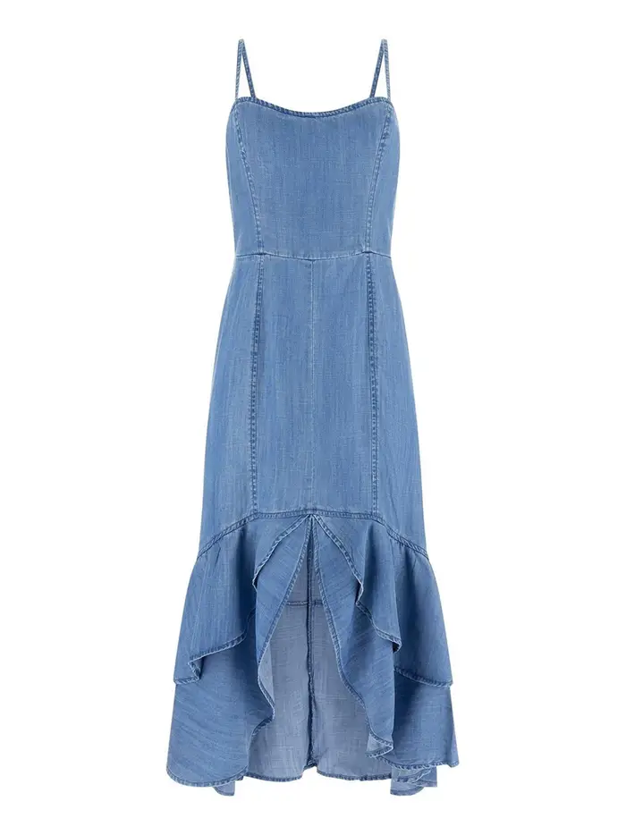 vestito longuette marina guess da donna - denim