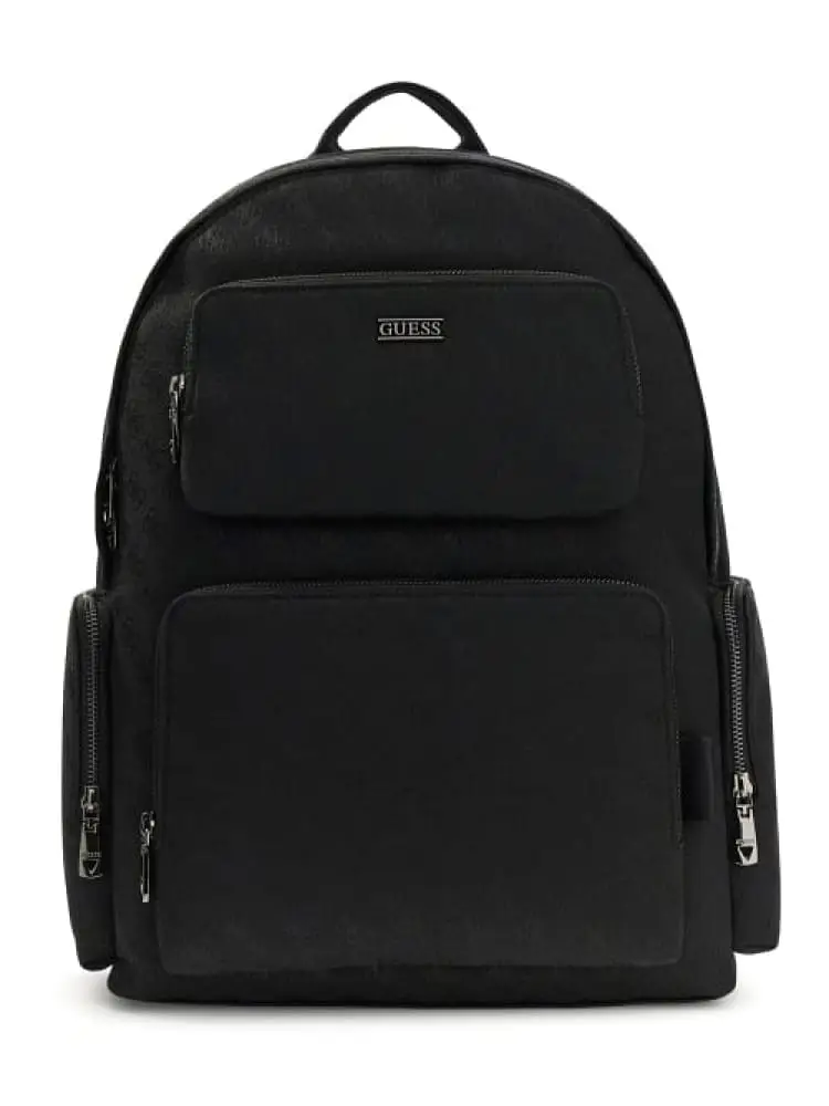 Guess zaino boston in cordura nera con logo 4g all over