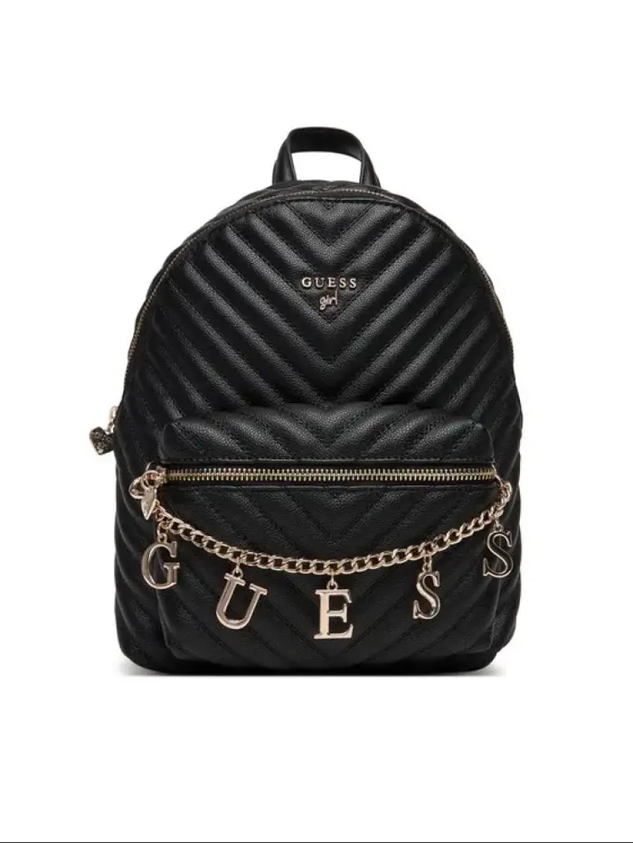 Guess zaino matelasse kids nero con charm logo