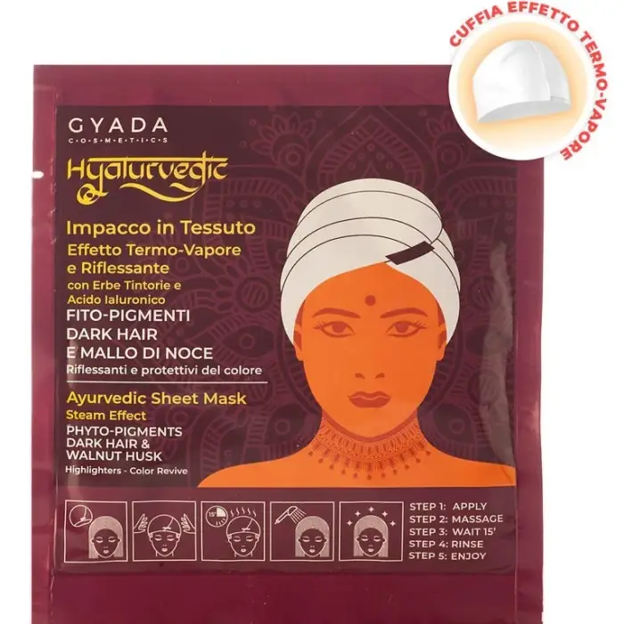 Gyada Cosmetics Hyalurvedic Impacco Ayurvedico in Tessuto Riflessante capelli scuri 60 ml - Maschera Capelli