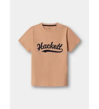 Hackett London per ragazzo HK5000020 Maglietta con logo Peach Tee (Y13), Bianco, Casual, Cotone, Manica corta, moda per bambini