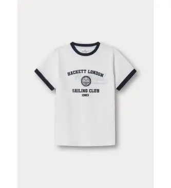 Hackett London per ragazzo HK5000030 CLUB VELICO 1983 camicia bianca (K03), Bianco, Casual, Cotone, Manica corta, moda per bambini