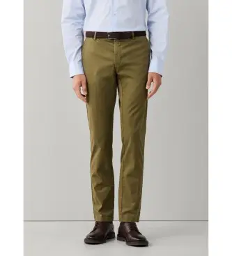 Hackett London per uomo HM2100116 pantaloni chino Kensington verde oliva (36/32), Casual, Cotone