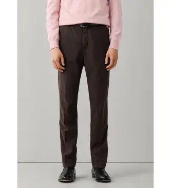 Hackett London per uomo HM2100188 Pantaloni testurizzati marrone Devon (31/30), Casual, Cotone, Classico