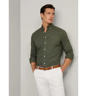 per uomo HM3010263 Camicia Oxford slim fit verde scuro (3XL), Casual, Cotone, Manica lunga