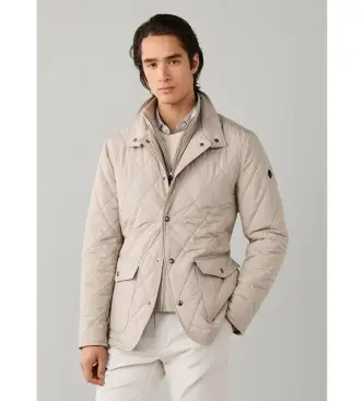 Hackett London per uomo HM4000242 Giacca da paddock beige, Casual, Classico, Poliestere