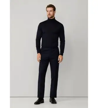 Hackett London per uomo HM470591 Pantaloni blu navy semplici, Casual, Da sera, Lana, Classico
