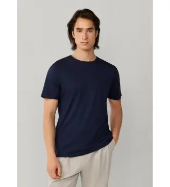 per uomo HM5000088 T-shirt da viaggio classica blu navy (XXL), Casual, Manica corta, Lyocell