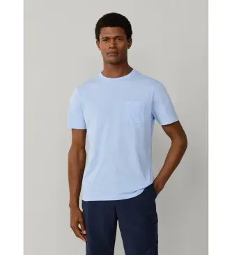 Hackett London per uomo HM5000101 T-shirt blu con taschino, Casual, Cotone, Manica corta