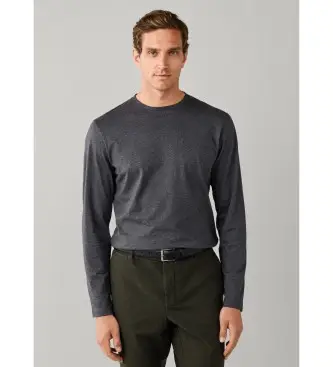 Hackett London per uomo HM5000134 Maglietta a maniche lunghe Pima grigia, Casual, Grigio, Cotone, Manica lunga