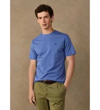 Hackett London per uomo HM5000147 T-shirt blu con piccolo logo H, Casual, Cotone, Manica corta Blu medio