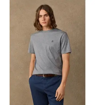 Hackett London per uomo HM5000147 T-shirt grigia con piccolo logo H, Casual, Grigio, Cotone, Manica corta Blu