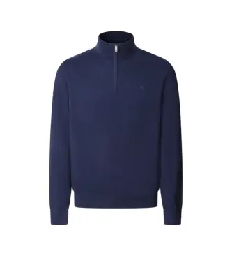 Hackett London per uomo HM7000117 Maglia con zip Essential blu navy, Casual, Cotone