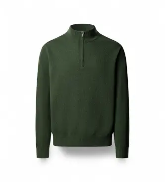 Hackett London per uomo HM7000243 Maglione con zip verde Merino Cash Mix Hzip, Casual, Lana, Classico, Manica lunga