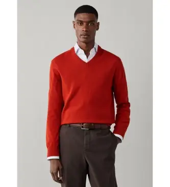 Hackett London per uomo HM7000245 Maglia arancione merino cash mix, Casual, Lana, Classico, Manica lunga