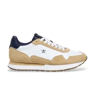 Hackett London per uomo HMS200107 Sneakers in pelle beige semplice vettoriale, Basso, Stringhe, Casual