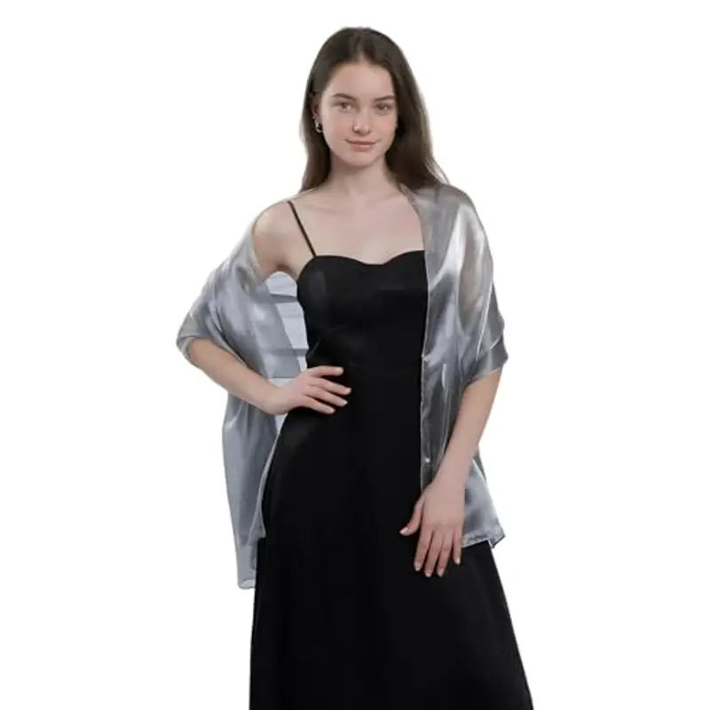 HAGOT Stola Elegante Donna Cerimonia, Per Sposa Damigella Cerimonia Matrimonio Serata, Grigio scuro