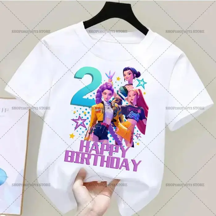 haijian03 Kpop Cacciatori di Demoni Abbigliamento Forniture per Feste T-shirt Casual Ragazzi Compleanno Numero 1-9 Stampa Manica Corta