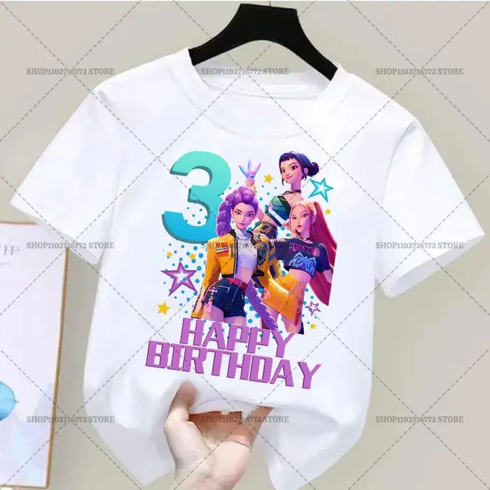 haijian03 Kpop Cacciatori di Demoni Abbigliamento Forniture per Feste T-shirt Casual Ragazzi Compleanno Numero 1-9 Stampa Manica Corta