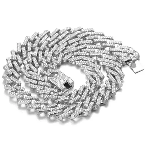 HALUKAKAH Catena a Maglie Cubane per Bambini Ragazzi Adolescenti – Catena 13MM Iced Out Chiari Diamanti, Finitura Oro