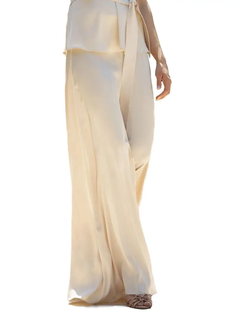 HANITA Pantalone avorio ampio raso