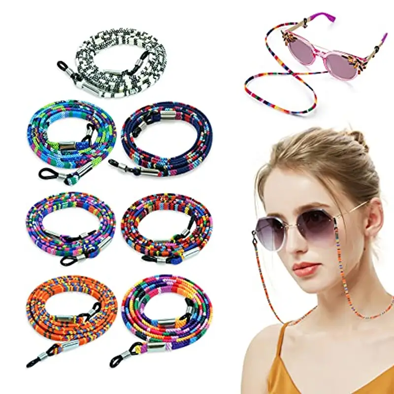 Hanyousheng Cordino per Occhiali, 7 Pezzi Catena Occhiali Donna, Laccetti per Occhiali, Laccio Occhiali Cinturino Catena Occhiali Sole