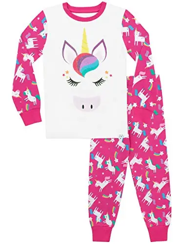 Harry Bear Pigiama per Ragazze Glitter Arcobaleno Unicorno Vestibilitta Stretta Multicolore