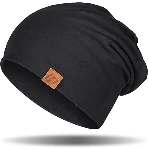 HASAGEI Berretto da donna leggero morbido unisex Slouch Beanie elastico berretto da uomo per tutte le stagioni, Nero