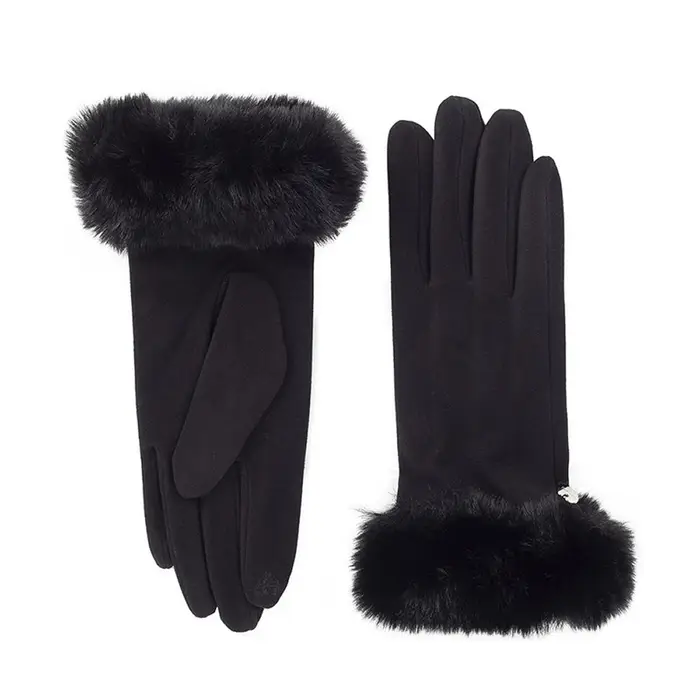 Hat You Guanto micropile con ecopelliccia gl1457 donna black