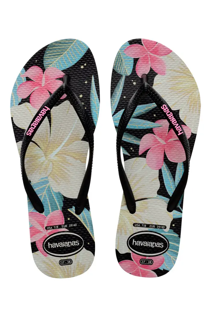 Ciabatte Infradito Havaianas Slim Floral Nere e Rosa [NERO