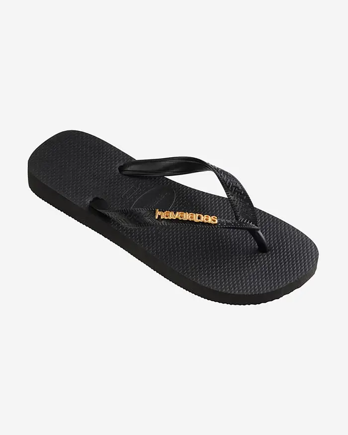Havaianas Ciabatte infradito Top Logo Metallic nere con logo metallico dorato