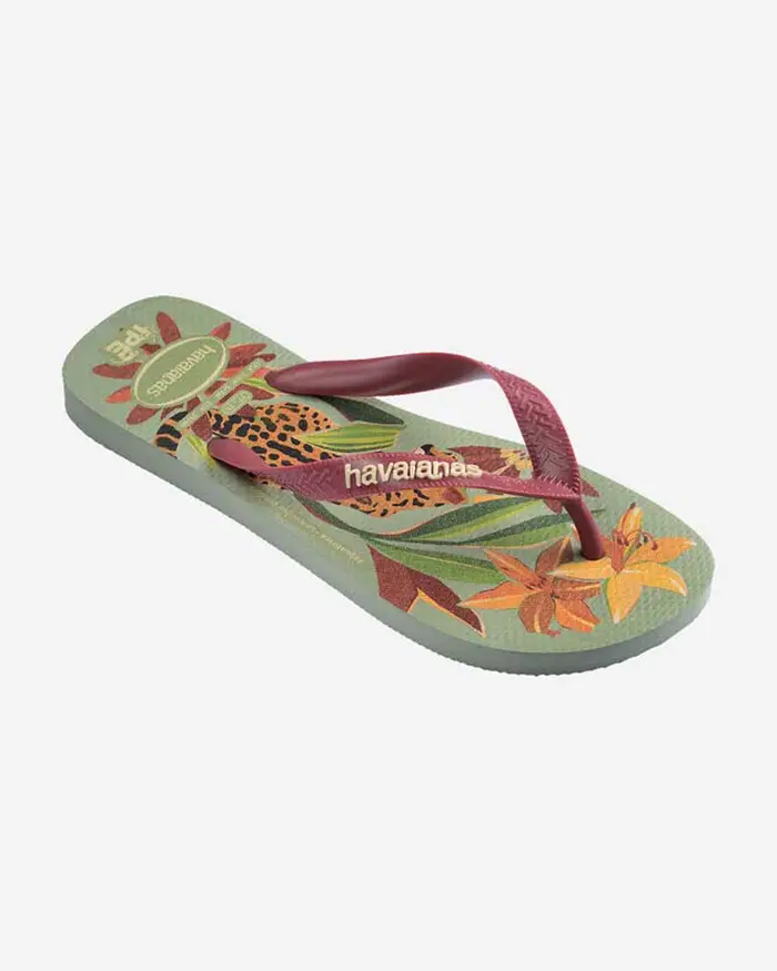 Havaianas Ciabatte IPÊ salvia con stampa esotica e infradito bordeaux