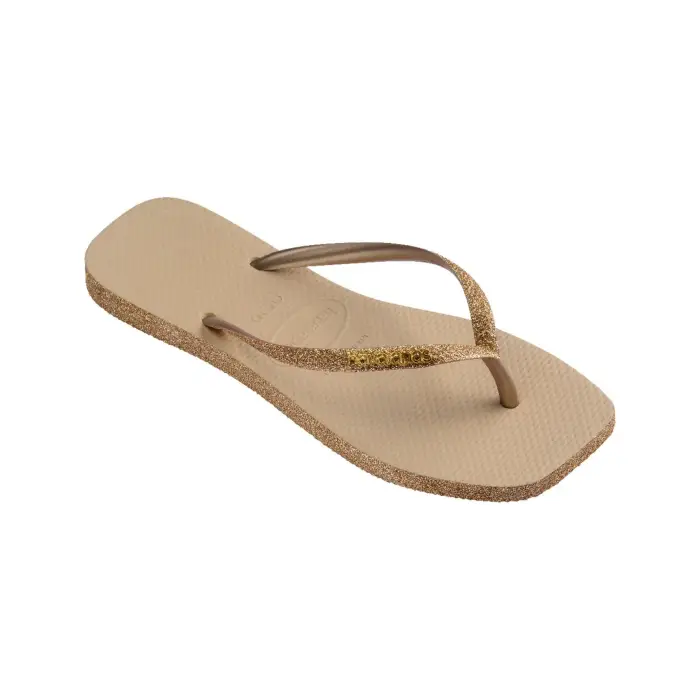 Infradito da donna Havaianas Slim Square Sparkle Beige