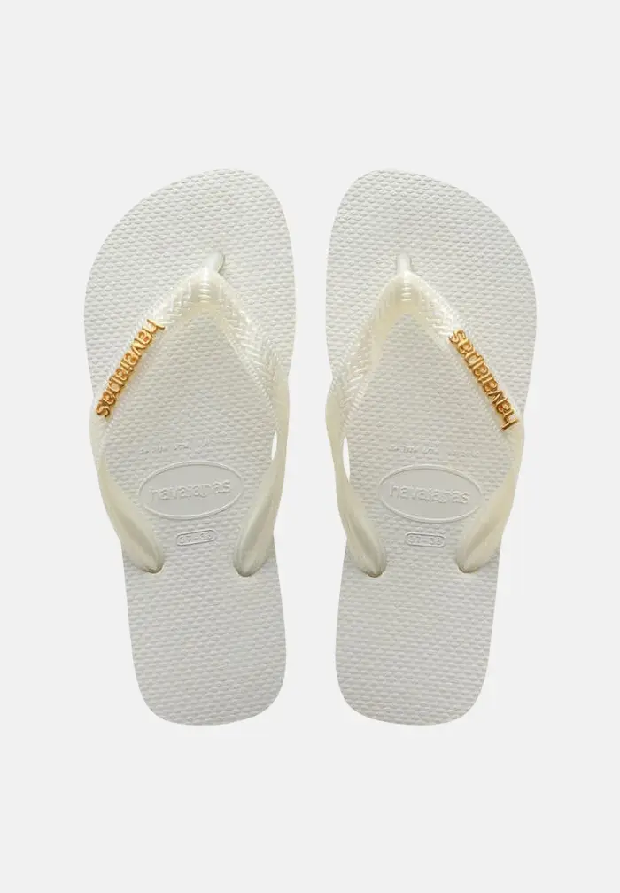 Havaianas Infradito Logo Metallic bianchi da donna