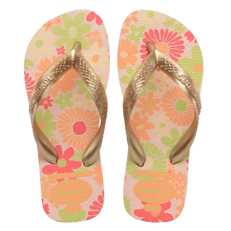 Havaianas Kids Flores, Infradito, Comode, Resistenti E Divertenti, Suola Con Stampa Floreale, Cinghie Metalliche E Suola Antiscivolo