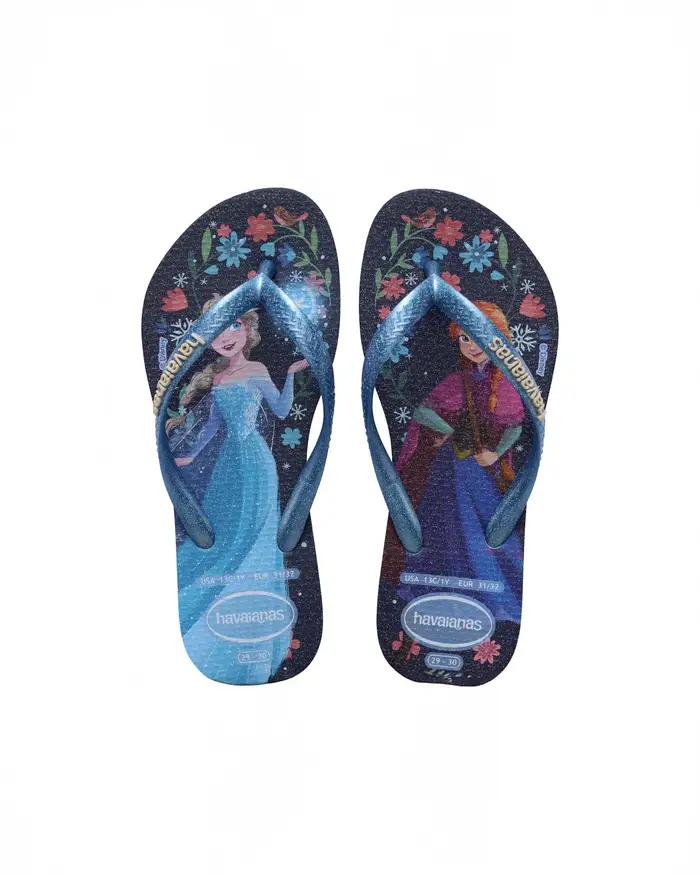 Havaianas Kids Slim Princes con fantasia Frozen blu glitterato