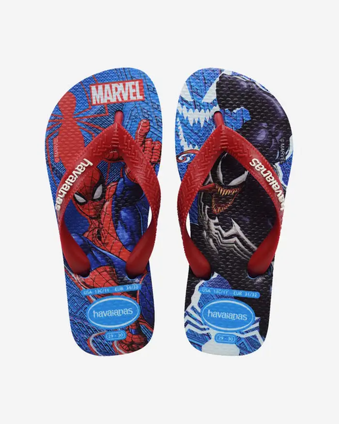 Havaianas Kids Top Marvel blu e rossa con stampa Spider-man e Venom