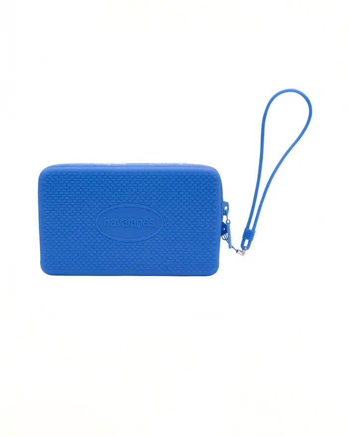 Havaianas Mini Bag blu royal a lavorazione grana di riso e maxi logo impresso tono su tono
