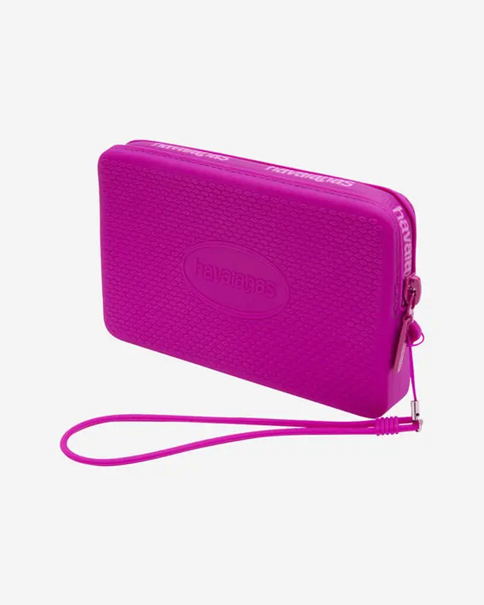Havaianas Mini Bag Logo fucsia in silicone con chiusura zip e passamano abbinato