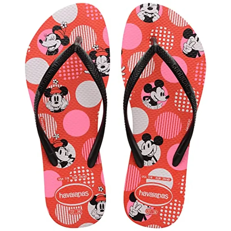 Havaianas Slim Disney, Infradito Donna, Rosso/Nero (Cotta Rossa/Nero), 39/40 EU
