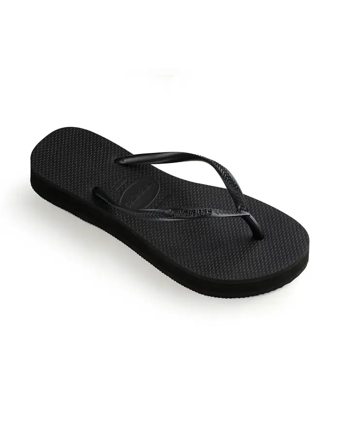 Slim Flatform nere con zeppa e fascette tono su tono con logo in rilievo