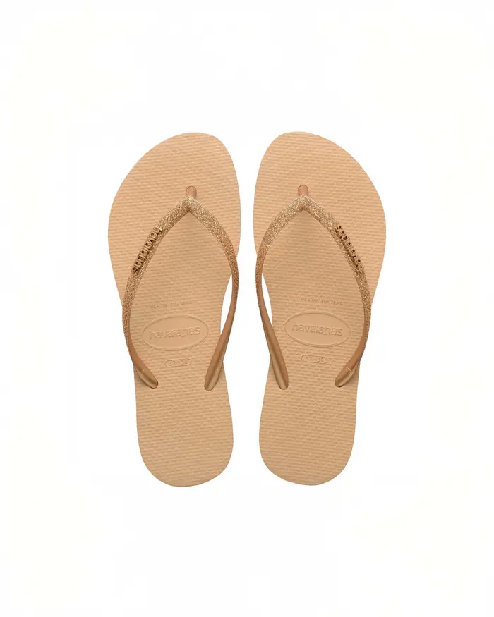 Havaianas Slim Glitter II color sabbia con fascetta glitterata