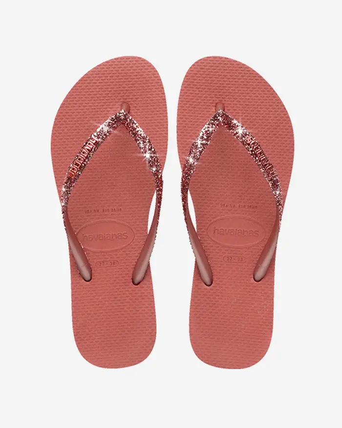Havaianas Slim Glitter II rosa antico con fascetta glitterata